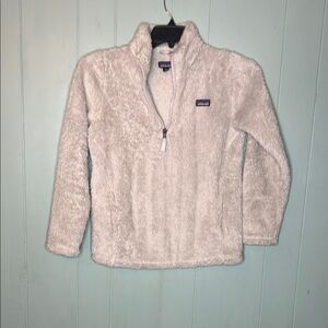 Patagonia White Fleece Jacket with Stand-Up Collar